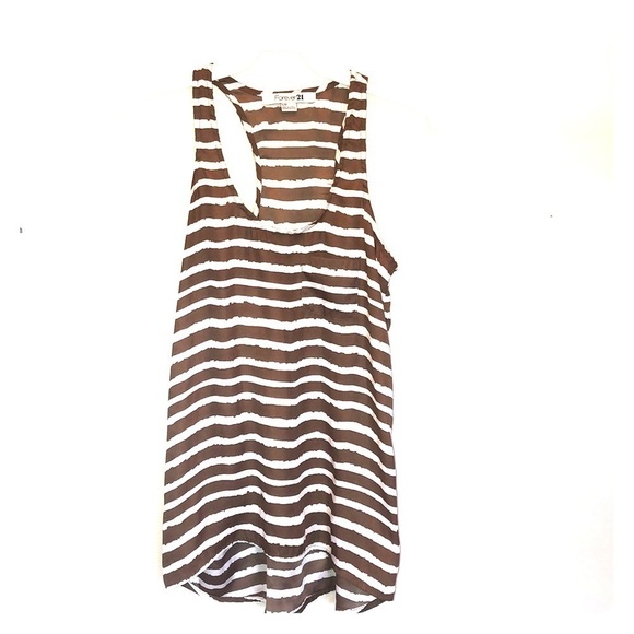 Forever 21 Tops - 2/$15 Forever 21 - Gray & White Striped Sleeveless Tank Top Casual | Size S